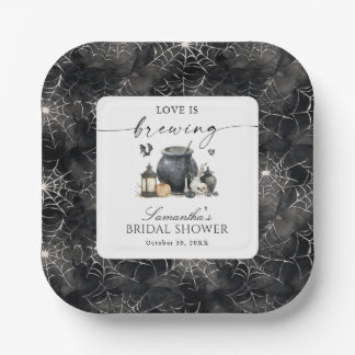 Love Is Brewing Halloween Bridal Shower Paper Plate