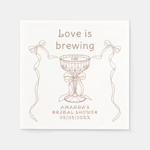 Love is brewing Hand Drawn Bridal shower  Napkin