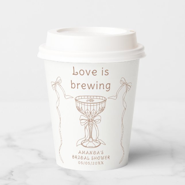 Love is brewing Hand Drawn Bridal shower  Paper Cups (Front)