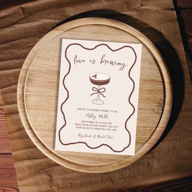 Love Is Brewing Hand Drawn Espresso Martini Invitation (Love Is Brewing Hand Drawn Espresso Martini Invitation)