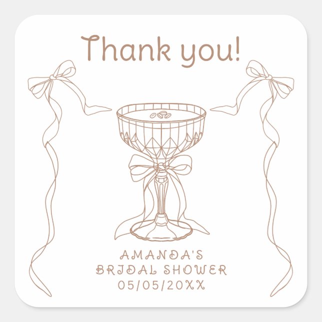 Love is brewing Hand Drawn Thank you Square Sticker (Front)