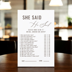 Love is Brewing He Said She Said Bridal Game