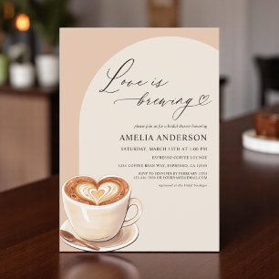 Love is Brewing Heart Arch Coffee Bridal Shower Invitation