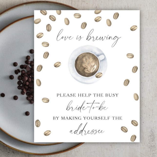Love is brewing Help the busy bride Address Poster (Creator Uploaded)