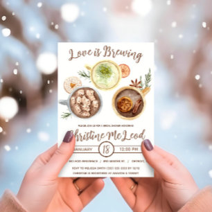Love is Brewing, Hot Cocoa, Coffee, Bridal Shower Invitation