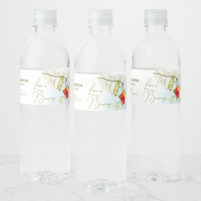 Love Is Brewing Hummingbird Tea Party Water Bottle Label (Bottles)