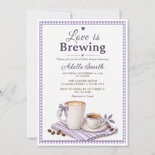 Love Is Brewing Lavender Coffee Bridal Shower Invitation