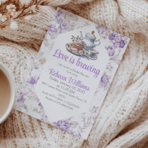 Love is Brewing Lavender Tea Floral Bridal Shower  Invitation