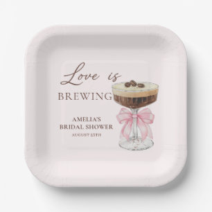 Love is Brewing Martini Bridal Shower Paper Plates