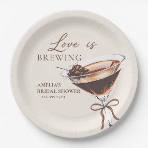 Love is Brewing Martini Bridal Shower Paper Plates