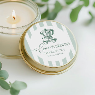 Love is Brewing Modern Coffee Bridal Shower Classic Round Sticker