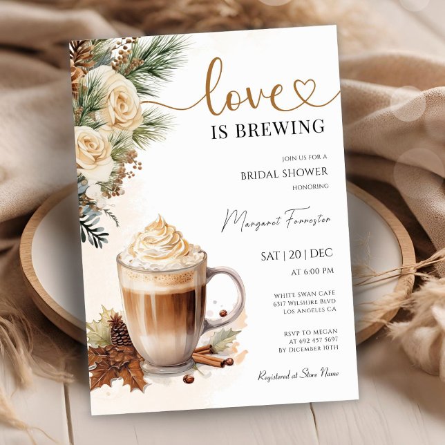 Love is Brewing! Modern Coffee Bridal Shower Invitation (Creator Uploaded)