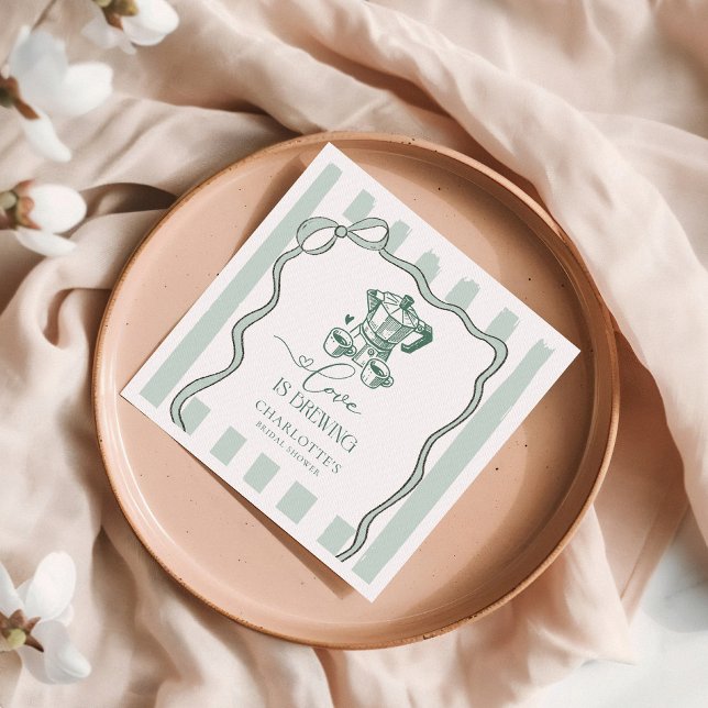 Love is Brewing Modern Coffee Bridal Shower Napkin (Creator Uploaded)