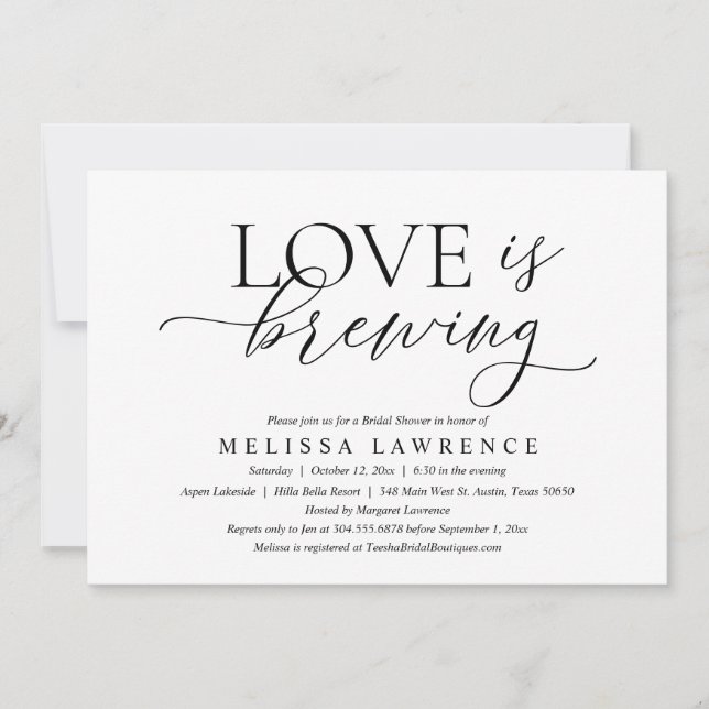 Love is Brewing Modern Elegant Bridal Shower Party Invitation (Front)