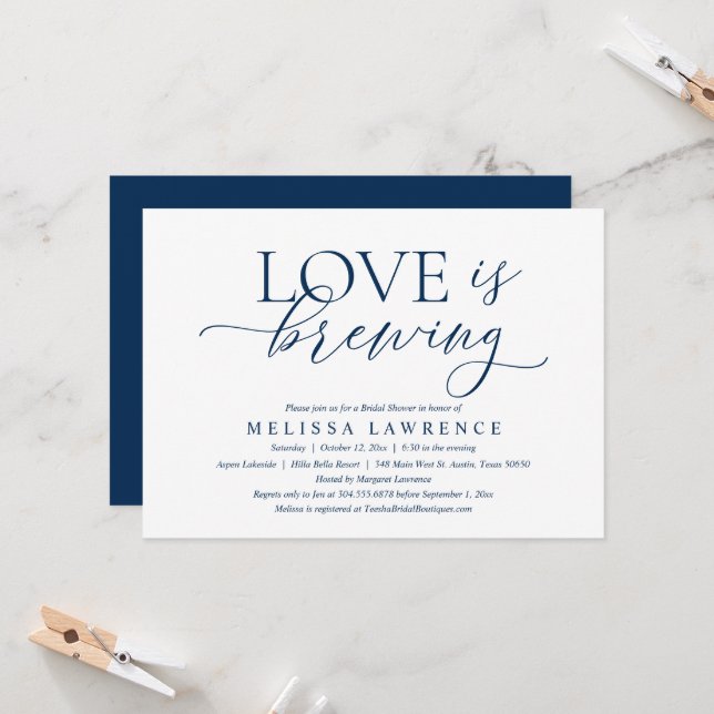 Love is Brewing Modern Elegant Bridal Shower Party Invitation (Front/Back In Situ)