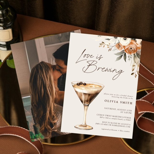 Love is Brewing Photo Espresso Martini Shower Invitation (Creator Uploaded)