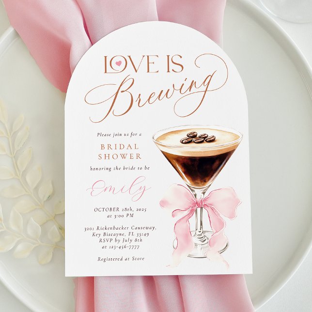 Love is Brewing Pink Bow Bridal Shower  Invitation (Creator Uploaded)