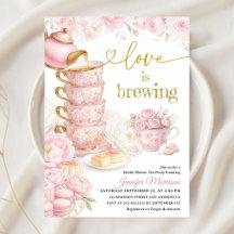 Love Is Brewing Pink Floral Tea Bridal Shower