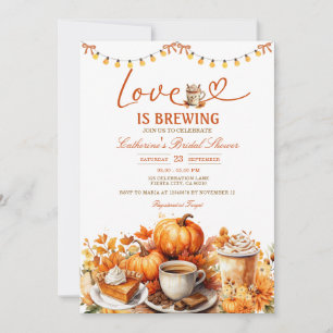 Love is Brewing Pumpkin Bridal Shower Fall Autumn Invitation