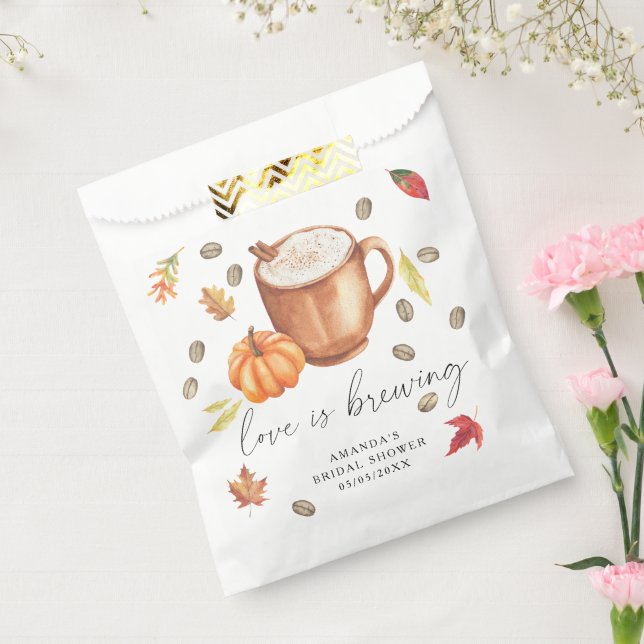 Love is brewing Pumpkin Coffee Bridal shower Favour Bag (Sealed)