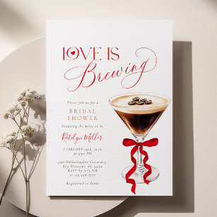 Love is Brewing Red Bow Bridal Shower Invitation