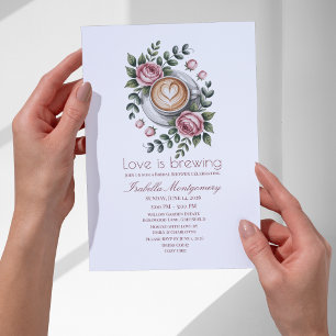Love Is Brewing Romantic Latte Bridal Shower Invitation