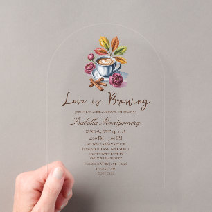 Love Is Brewing Rustic Coffee Bridal Shower Acrylic Invitations