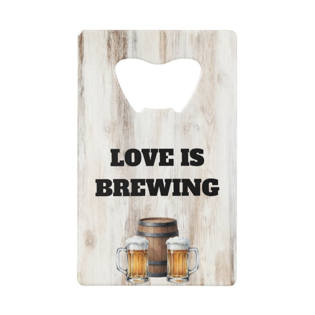Love is Brewing Rustic Shower Bottle Opener Favor (Front)