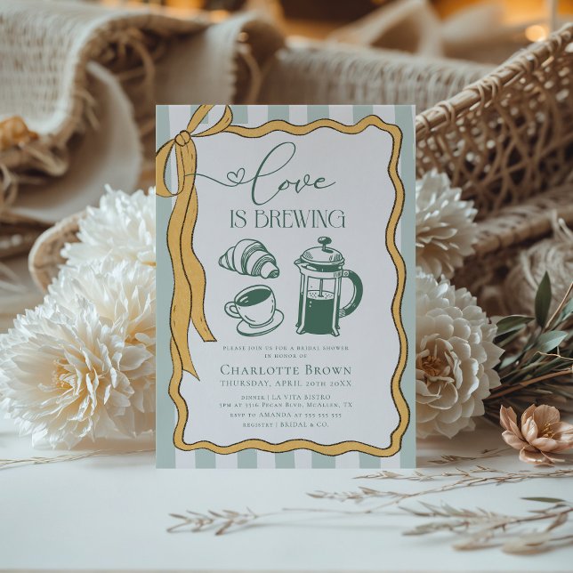 Love is Brewing Scribble Coffee Bridal Shower Invitation (Creator Uploaded)