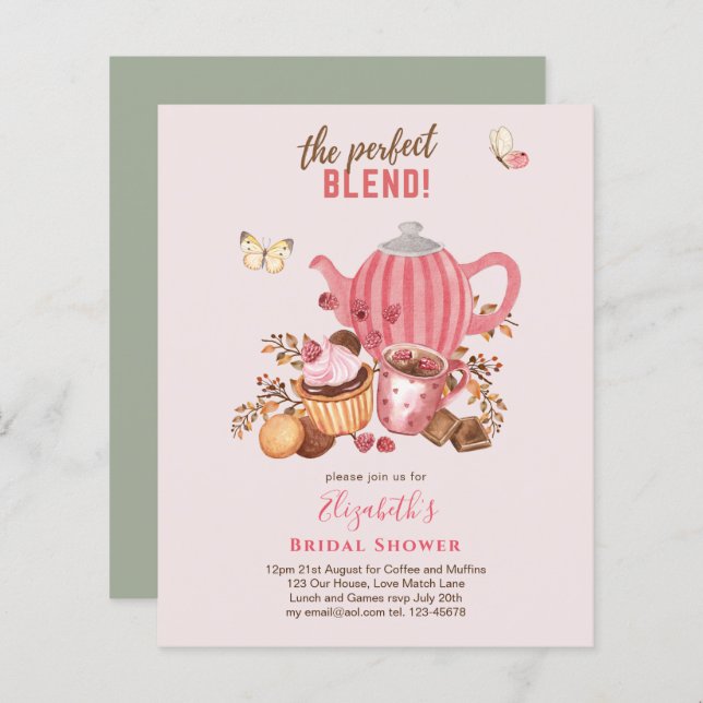 Love is brewing! Tea Party BIRTHDAY SHOWER Invites (Front/Back)