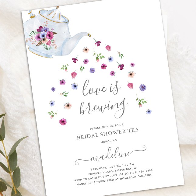 Love is Brewing Tea Party Bridal Shower Invitation (Creator Uploaded)
