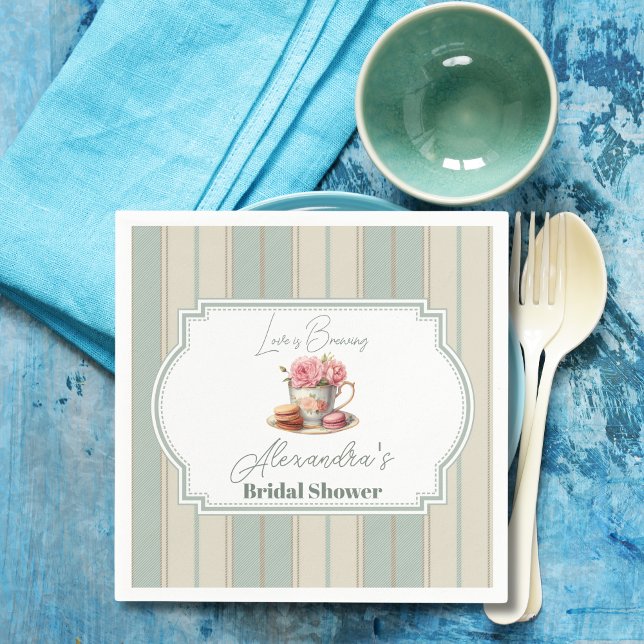 Love is Brewing Tea Party Bridal Shower  Napkin (Creator Uploaded)
