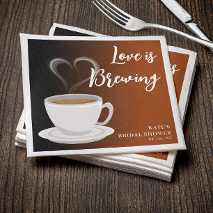 Love is Brewing Terracotta & Black Bridal Shower Napkin