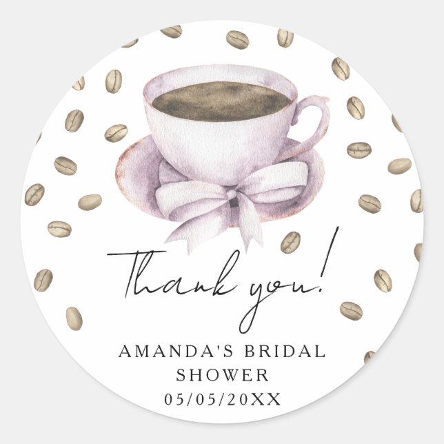 Love is brewing Thank you Bridal shower  Classic Round Sticker (Front)