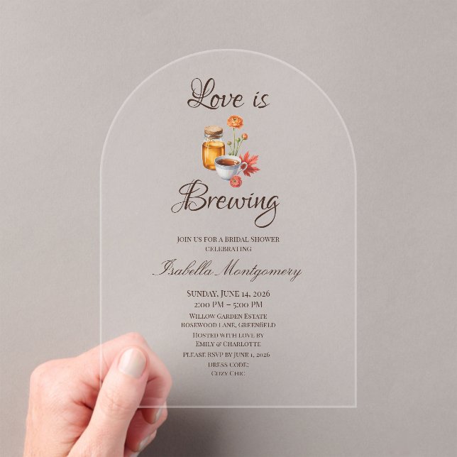 Love Is Brewing Theme Acrylic Invitations (Insitu (Handheld))