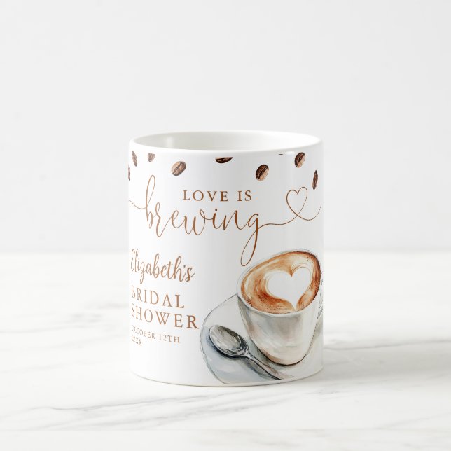 Love Is Brewing Theme Bridal Shower Coffee Mug (Center)