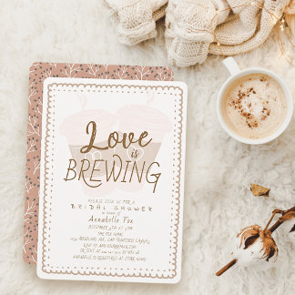 Love is Brewing To Go Coffee Cups Bridal Shower Invitation