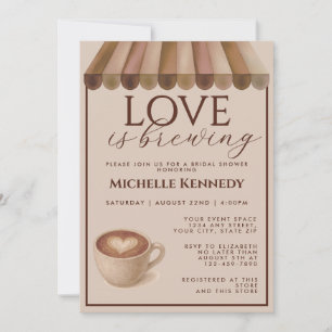 Love Is Brewing Trendy Brown Bridal Shower  Invitation