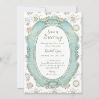 Love is Brewing Vintage Tea Bridal Shower Invitation