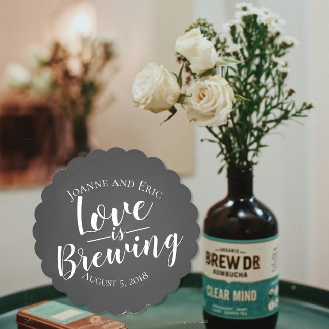 love is brewing wedding pub style favour paper coaster (Creator Uploaded)
