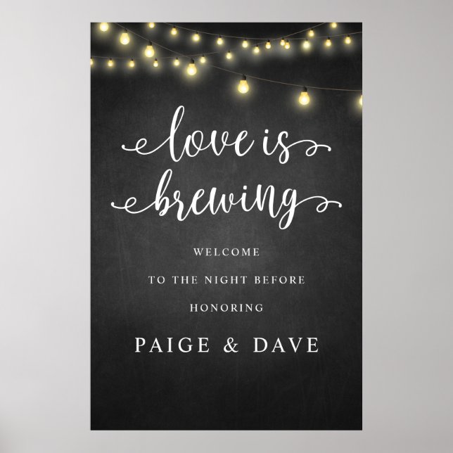 Love is Brewing, Wedding Rehearsal Dinner, Rustic Poster (Front)