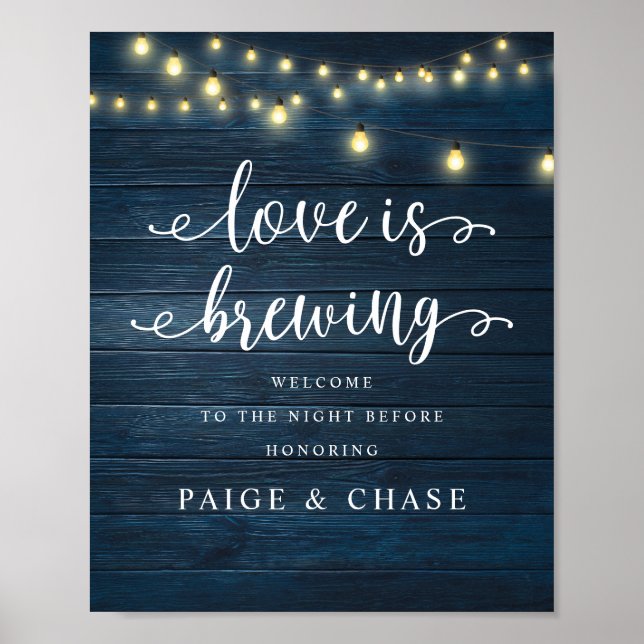 Love is Brewing, Wedding Rehearsal Dinner, Rustic Poster (Front)