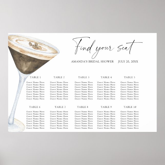 Love is brewing Wedding seating chart (Front)