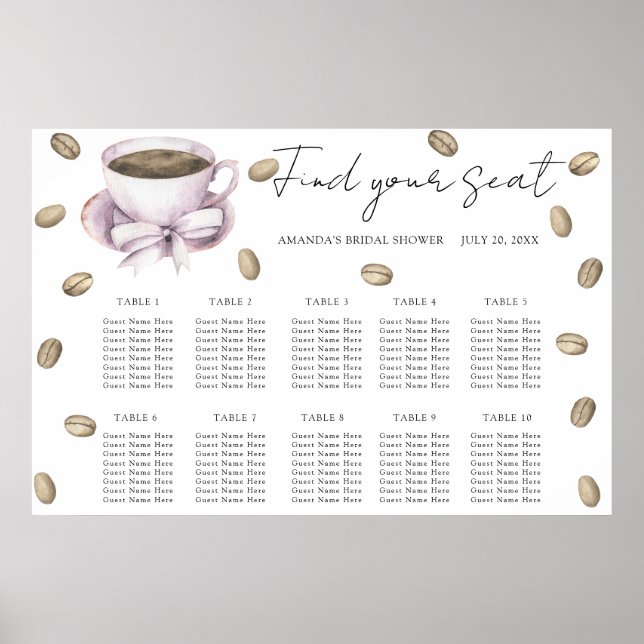 Love is brewing Wedding seating chart (Front)