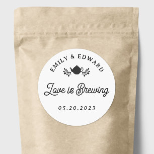 Love is Brewing Wedding Tea Favour Classic Round Sticker