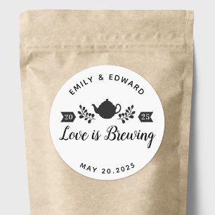 Love is Brewing Wedding Tea Favour Logo Classic Round Sticker