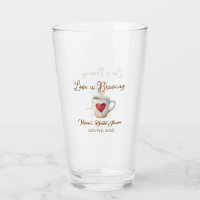 Love is Brewing white coffee mug heart bridal show