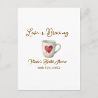 Love is Brewing white coffee mug heart bridal show