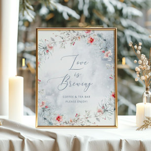 Love is brewing winter snow Bridal shower Poster