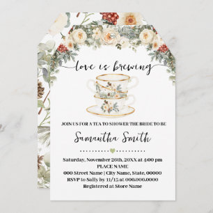 Love is Brewing Winter Tea Bridal Shower Invite
